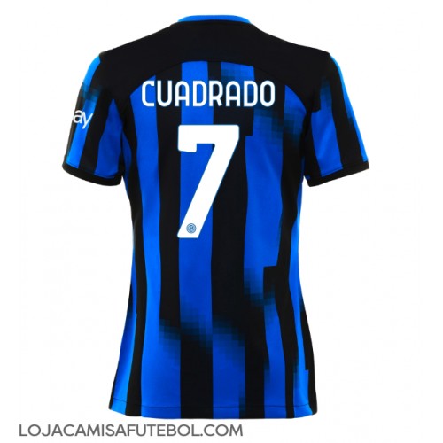 Camisa de Futebol Inter Milan Juan Cuadrado #7 Equipamento Principal Mulheres 2023-24 Manga Curta